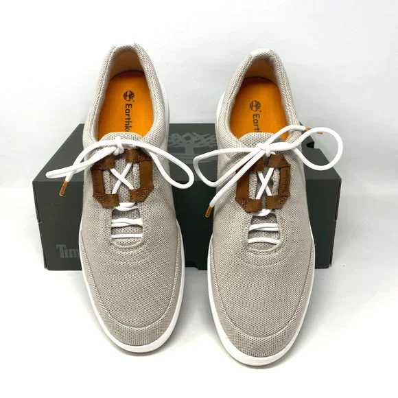 Timberland Truecloud EK Leather Fabric OX White Tan Knit Men's TB 0A28FN F48 - Picture 5 of 11
